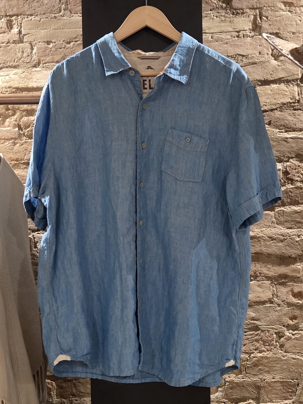 Tommy Bahama Relax Blue Short-Sleeve Linen Button-Down